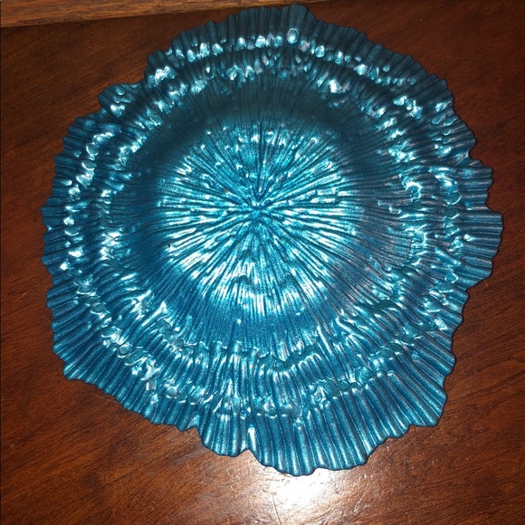 BEAUTIFUL IRIDESCENT AQUA BLUE DISH - Picture 4 of 7